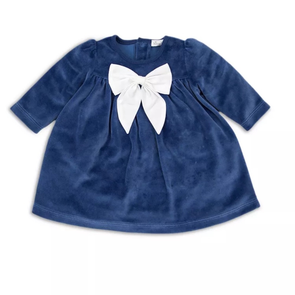 Kissy Kissy Bow Front Velour Dress 0-3 Months